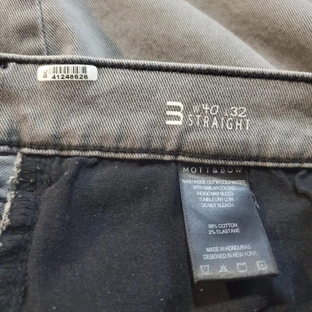 Mott & Bow Mens Straight Leg Jeans Gray Stone Wash 40x32 Stretch Denim Pants